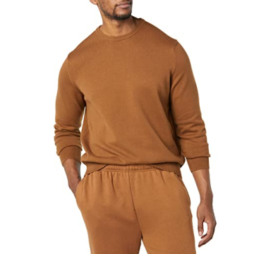 Amazon Essentials Men's Crewneck Sweater in Toffee Brown, 100% Cotton, Big & Tall Options Available