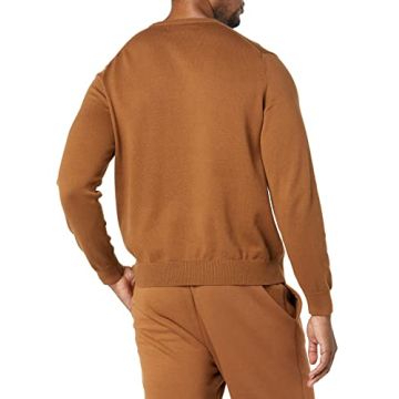 Amazon Essentials Men's Crewneck Sweater in Toffee Brown, 100% Cotton, Big & Tall Options Available
