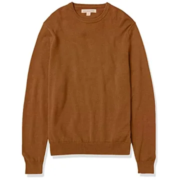 Amazon Essentials Men's Crewneck Sweater in Toffee Brown, 100% Cotton, Big & Tall Options Available