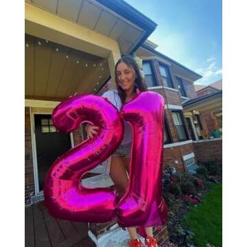 40 Inch Hot Pink 1 Balloon for First Birthday, 1st Number Balloons Birthday Decorations for Girl Kid...