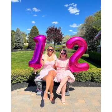 40 Inch Hot Pink 1 Balloon for First Birthday, 1st Number Balloons Birthday Decorations for Girl Kids Toddler Baby, One Giant Number 1 Balloon