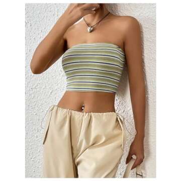 Y2K Striped Tube Crop Top for Women - SOLY HUX