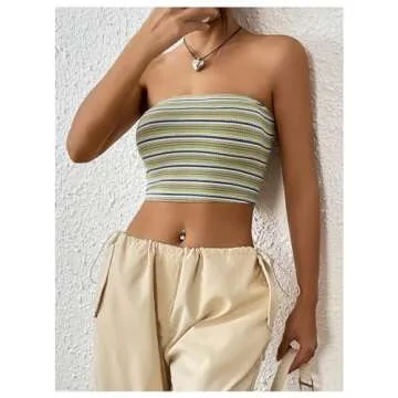 Y2K Striped Tube Crop Top for Women - SOLY HUX