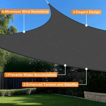 Artpuch 10' x 13' Sun Shade Sails Rectangle Canopy, Dark Grey UV Block Cover for Outdoor Patio Garden Yard