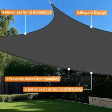 Artpuch 10' x 13' Sun Shade Sails Rectangle Canopy, Dark Grey UV Block Cover for Outdoor Patio Garden Yard