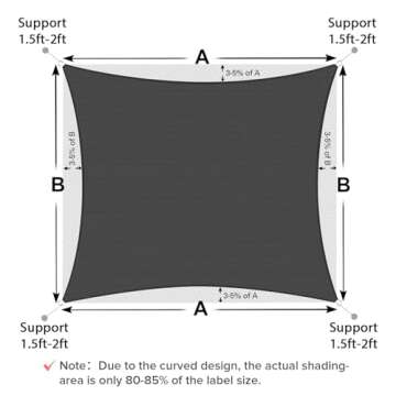 Artpuch 10' x 13' Sun Shade Sails Rectangle Canopy, Dark Grey UV Block Cover for Outdoor Patio Garden Yard