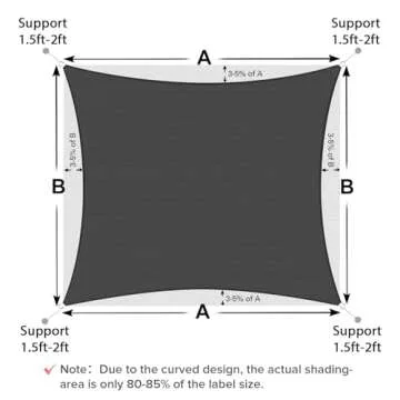 Artpuch 10' x 13' Sun Shade Sails Rectangle Canopy, Dark Grey UV Block Cover for Outdoor Patio Garden Yard