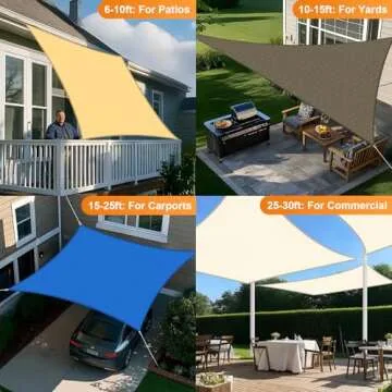 Artpuch 10' x 13' Sun Shade Sails Rectangle Canopy, Dark Grey UV Block Cover for Outdoor Patio Garden Yard