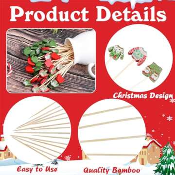 FOIMAS 150pcs Christmas Cocktail Picks for Party Fun