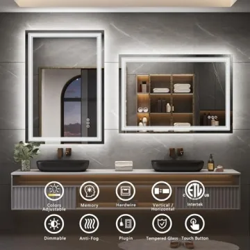 GOLOMO 48x32 LED Bathroom Mirror - Elegant & Functional