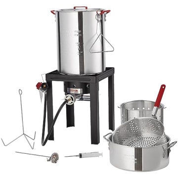 VEVOR Turkey Deep Fryer, 30-qt Turkey & 10-qt Outdoor Aluminum Seafood Boiling Kit, Fish Steamer Coo...