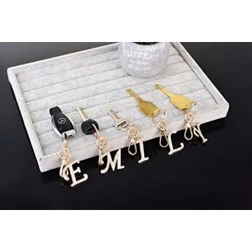 AlphaAcc Keychain for Women Purse Charms for Handbags Crystal Alphabet Initial Letter Pendant with Key Ring,Letter K