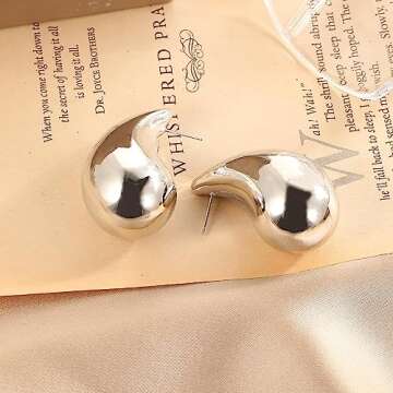 Extra Large Drop Earring Dupes for Women, Big Oversize Chunky Gold Hoop Earring Teardrop Dupes Trend...