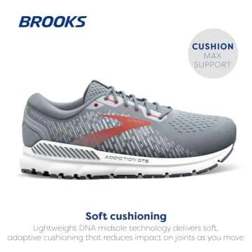Brooks Men's Addiction GTS 15 - Ultimate Supportive Running Shoe - Grey/Ebony/Chili Oil