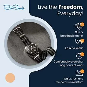 Durable BluShark Premium Nylon Watch Strap for Men & Women