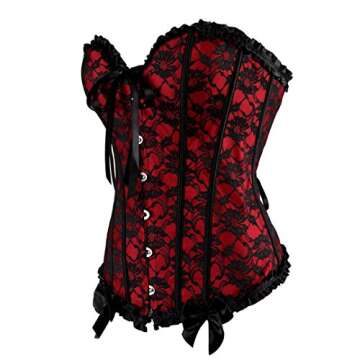 Plus size Corsets for Women Bustier Lingerie Dress Up Costume Red Medium