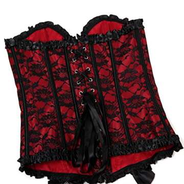 Plus size Corsets for Women Bustier Lingerie Dress Up Costume Red Medium