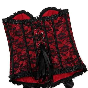 Plus size Corsets for Women Bustier Lingerie Dress Up Costume Red Medium