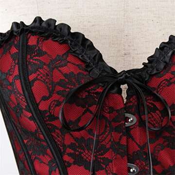 Plus size Corsets for Women Bustier Lingerie Dress Up Costume Red Medium