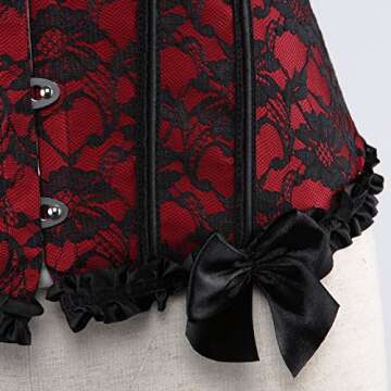 Plus size Corsets for Women Bustier Lingerie Dress Up Costume Red Medium