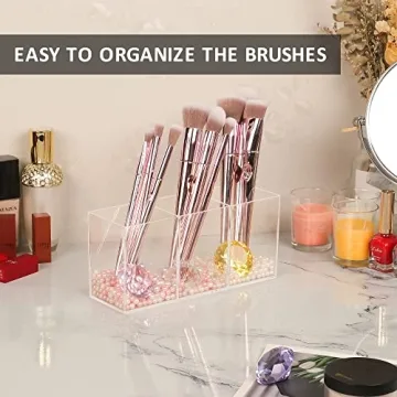 YestBuy 3-Compartment Makeup & Pen Holder Organizer