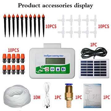 Upgrade Smart Water Pump Solar Garden Automatic Watering Device Outdoor Plants Self Drip Irrigation Solar Energy Charging Timer System Potted Plant Drip Irrigation for Potted Plants Flower Vegetables