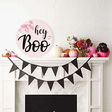 Gankbite Halloween Hey Boo Wood Sign for Festive Decor