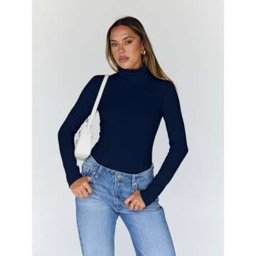 Trendy Queen Women's Turtleneck Long Sleeve Shirts - Winter Essential 2025
