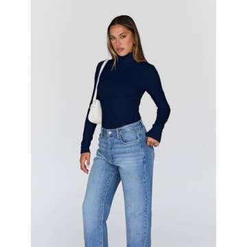Trendy Queen Women's Turtleneck Long Sleeve Shirt 2025