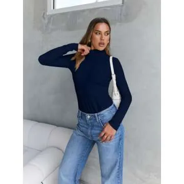 Trendy Queen Women's Turtleneck Long Sleeve Shirt 2025