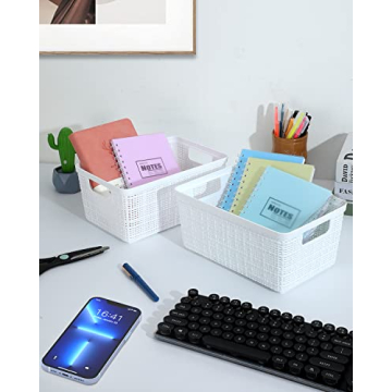 EOENVIVS Plastic Storage Bins Stylish Durable Organizers