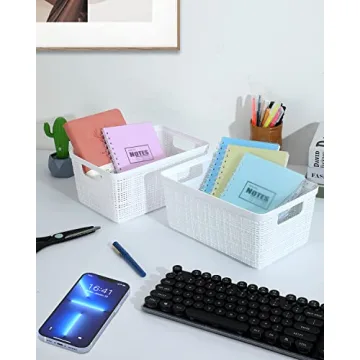 EOENVIVS Plastic Storage Bins Stylish Durable Organizers