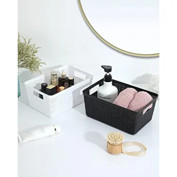 EOENVIVS Plastic Storage Bins Stylish Durable Organizers