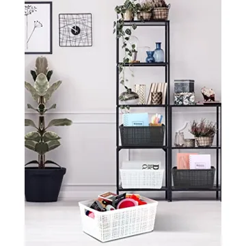 EOENVIVS Plastic Storage Bins Stylish Durable Organizers