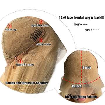 613 Blonde 13x6 Transparent Lace Front Wig Human Hair Pre Plucked with Baby Hair 150% Density Brazilian Virgin Straight Blonde Lace Frontal Wigs for Women Free Part 10 Inch