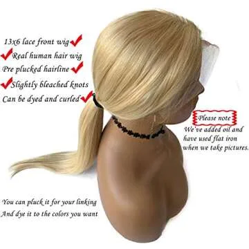 613 Blonde 13x6 Transparent Lace Front Wig Human Hair Pre Plucked with Baby Hair 150% Density Brazilian Virgin Straight Blonde Lace Frontal Wigs for Women Free Part 10 Inch