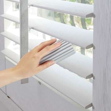 Damp Duster Sponge Brush-Heavy Duty Scrub Sponge,Multi-Purpose Cleaning Tool for Blinds, Kitchen, Furniture, Mirrors and Cars,Reusable - Grey