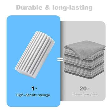 Damp Duster Sponge Brush-Heavy Duty Scrub Sponge,Multi-Purpose Cleaning Tool for Blinds, Kitchen, Furniture, Mirrors and Cars,Reusable - Grey