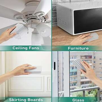 Damp Duster Sponge Brush-Heavy Duty Scrub Sponge,Multi-Purpose Cleaning Tool for Blinds, Kitchen, Furniture, Mirrors and Cars,Reusable - Grey