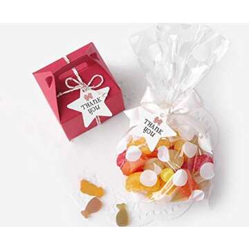 JOERSH Clear Cookie Bags with Ties - 200 Pack