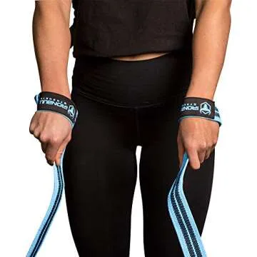 Lifting Straps (1 Pair) - Padded Wrist Support Wraps - For Powerlifting, Bodybuilding, Gym Workout, Strength Training, Deadlifts & Fitness Workout (Cyan - No Padding)
