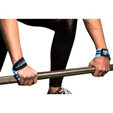 Lifting Straps (1 Pair) - Padded Wrist Support Wraps - For Powerlifting, Bodybuilding, Gym Workout, Strength Training, Deadlifts & Fitness Workout (Cyan - No Padding)