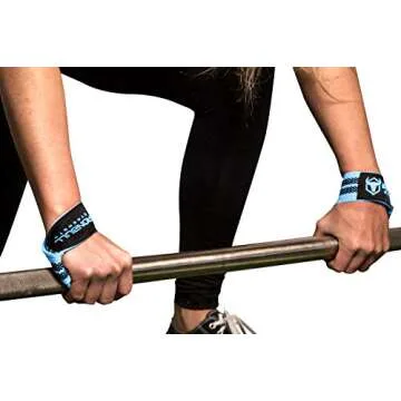 Lifting Straps (1 Pair) - Padded Wrist Support Wraps - For Powerlifting, Bodybuilding, Gym Workout, Strength Training, Deadlifts & Fitness Workout (Cyan - No Padding)