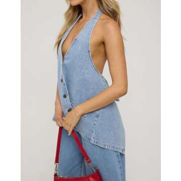 Kedera Women's Stylish Tie Up Denim Vest - Cropped & Chic Fashion