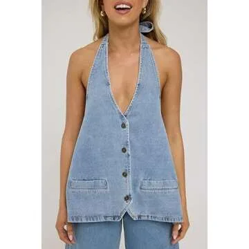 Kedera Women's Versatile Tie Up Denim Vest for Trendy Style