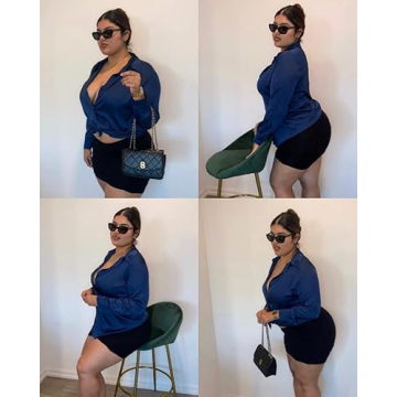 Versatile Plus Size Button Down Satin Silk Shirt for Women