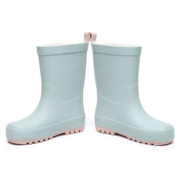 RAINANGEL Toddler Rain Boots with Easy-On Handles, Waterproof Rubber Kids Rain Boots for Girls and Boys, in Fun Printed & Colors Unisex-Child Outdoor Rain Boots,Size T6