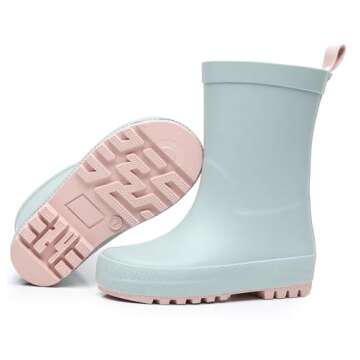 RAINANGEL Toddler Rain Boots with Easy-On Handles, Waterproof Rubber Kids Rain Boots for Girls and Boys, in Fun Printed & Colors Unisex-Child Outdoor Rain Boots,Size T6