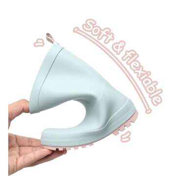 RAINANGEL Toddler Rain Boots with Easy-On Handles, Waterproof Rubber Kids Rain Boots for Girls and Boys, in Fun Printed & Colors Unisex-Child Outdoor Rain Boots,Size T6