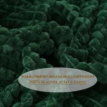Puncuntex Green Throw Blanket 50"×60" Decorations Fleece Super Soft Plush Fuzzy Cozy Blanket with Square 3D Jacquard Grid Design Luxury Lightweight for Couch Sofa Chair,Dark Forest Green